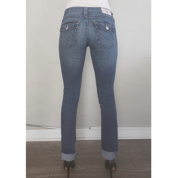 True Religion Blue Jeans Size 26 Straight Leg - Picture 4 of 9